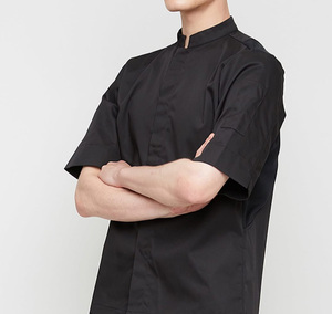 Venta caliente personalizar diseño algodón poliéster Spandex barato Hotel uniformes limpieza trabajadores <span class=keywords><strong>ropa</strong></span> negro Chef chaquetas - Product Image 5