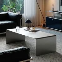 Table basse contemporaine en acier inoxydable, rectangulaire, grise, pour la maison ou l'hôtel, appartement, salon, meubles