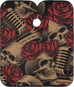 Capa de peluquero resistente al agua vintage con calaveras y rosas Delantal de corte de pelo de poliéster para hombres y mujeres Afeitado de barba Corte de pelo - Product Image 2