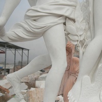Statue vintage en marbre blanc, sculptée à la main, motif grec de Apollo et de mahne
