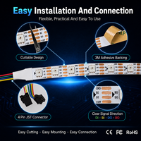 Tira de LED Direccionable WS2815 RGB DC12V SMD5050 de 100 Píxeles por Metro, Señal de Respaldo de Datos Dual, PCB Blanco/Negro de 10 mm, Rollo de 5 Metros