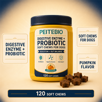 PEITEBIO Enzymes digestives et probiotiques à mâcher pour chiens, pour la digestion et l'équilibre intestinal, saveur citrouille, 120 unités
