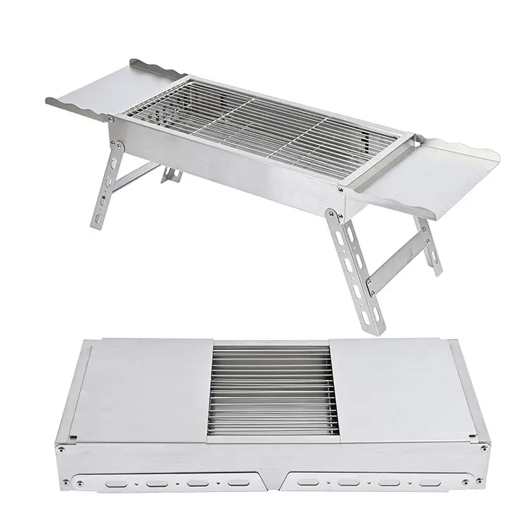 Oem phong cách mới dày gấp mini xách tay Trailer Thùng BBQ nướng ngoài trời cắm trại thép không gỉ cắm trại than nướng