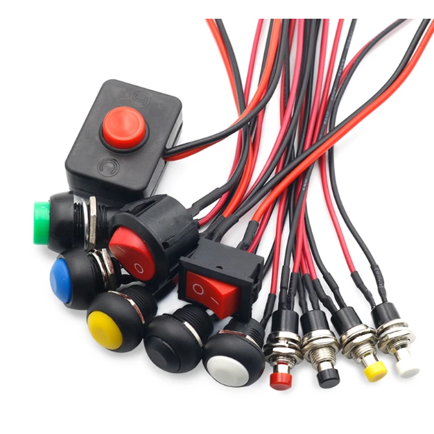 12 мм кнопочный переключатель из водонепроницаемого материала, без рамки, с изображением маленькой машины цепь провода динамик Электрический мини лодка формы вокруг линии PBS-11B PBS-33b