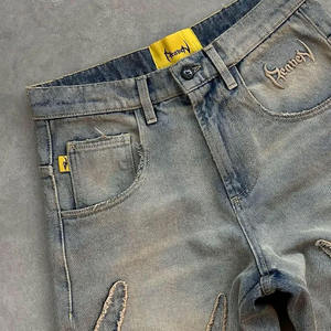 Custom <b>Embroidered</b> Patch Streetwear Wholesale Baggy <b>Jeans</b> Washed Vintage Y2k <b>Jeans</b> Men Oversize Hip Hop High Quality <b>Jeans</b> - Product Image 5
