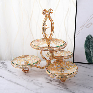 Support de support de Cupcake en cristal royal Offre Spéciale gâteau de mariage de haute qualité décoration de <span class=keywords><strong>fruits</strong></span> <span class=keywords><strong>frais</strong></span> plateau de sculpture dorée plaque plaque de verre - Product Image 5