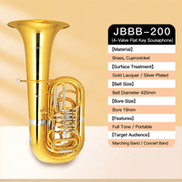 Tuba Rotary Valve JINBAO JBBB-200 Bb dengan Bell 425mm, Lapisan Emas, Kuningan, Instrumen Tiup untuk Pertunjukan Profesional