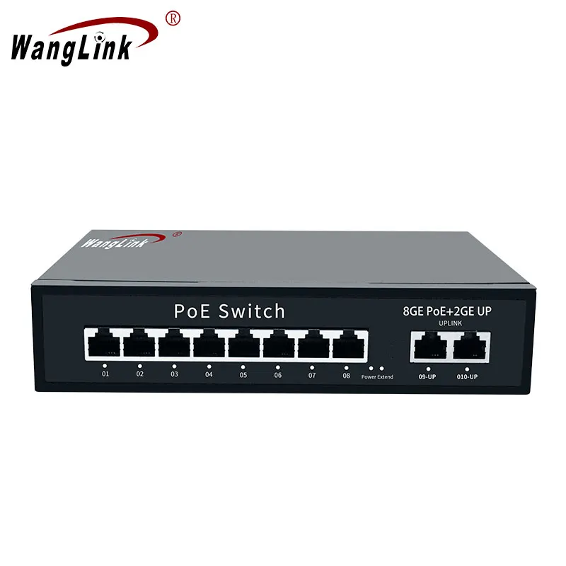 Wanglink Cina Produsen 8 Port Ethernet PoE Switch 10/100/1000Mbps Ethernet PoE Switch