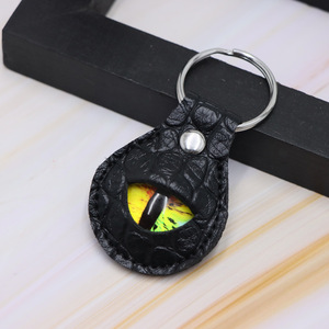 Crocodile-patterned <b>leather</b> <b>keychain</b> with evil eye design, cosplay party accessory/waist pendant. - Product Image 3