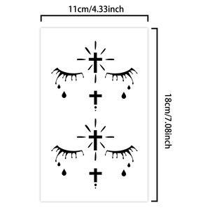 Halloween tatuaggi temporanei adesivi Halloween Gothic suora di ispirazione occhi piangenti con croci tatuaggio impermeabile per il braccio del viso - Product Image 3
