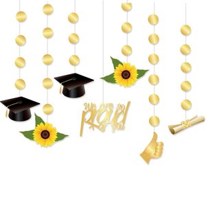 Guirnalda Decorativa Negra <span class=keywords><strong>y</strong></span> Dorada con la Leyenda 'Felicidades Graduado' para Graduación <span class=keywords><strong>y</strong></span> Ramadán, con <span class=keywords><strong>Gorro</strong></span> Brillante, <span class=keywords><strong>Diploma</strong></span>, Estrella <span class=keywords><strong>y</strong></span> Sombrero - Product Image 1