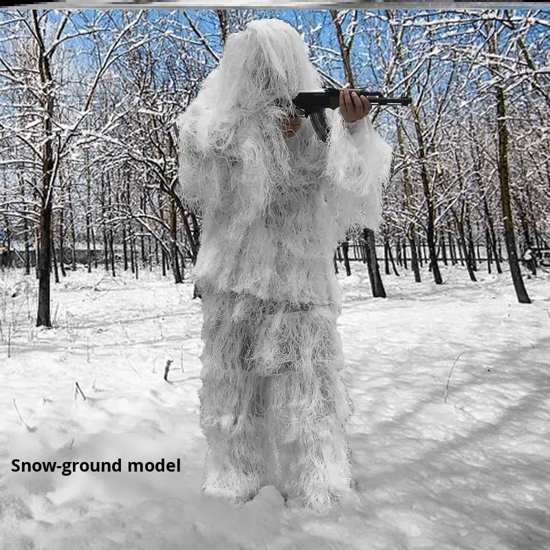 スノーカモフラージュ　ポンチョタイプ　雪装備　ギリースーツ Snow-Camo-Acrylic-Suit-Winter-