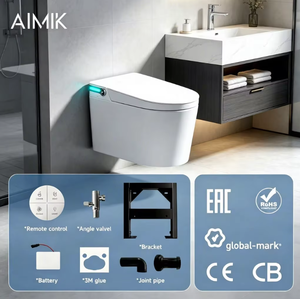 <span class=keywords><strong>WC</strong></span> suspendu électrique intelligent à capteur de pied, chasse d'eau automatique, siège chauffant, télécommande, en céramique, avec siphon en P, vente en gros à prix réduit - Product Image 1