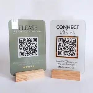 Wholesale Custom arylic qr code display holder for Table 4 x 6 inch Sign Sticker Label Display Stand for Wallet QR Code