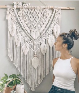 Bonne Qualité Chaude Plume Personnalisé Beauté Coton Grande En <span class=keywords><strong>Macramé</strong></span> Fait Main Motifs Décoration Murale Suspendue - Product Image 3