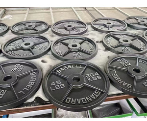 5lb แผ่นกันชนน้ำหนัก45lb 35lb 10lb มาตรฐานปอนด์ฟรีอุปกรณ์ยิมสำหรับขายแผ่นบาร์เบลเหล็กหล่อ - Product Image 4