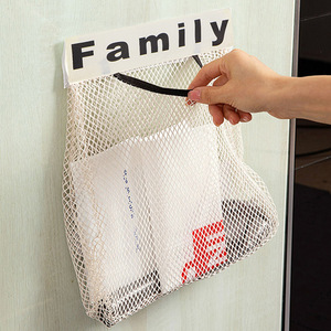 Kitchen <b>Wall</b> Mounted Mesh <b>Storage</b> Bag With Velcro Rectangle <b>Hanging</b> Organizer For Garbage Bags And Household Supplies - Product Image 2