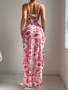 TDZ70 in Stock Lingerie Sexy alla moda in pizzo a spacco alto Slim Fit rosa fiore abito lungo trasparente donna Sexy Lingerie - Product Image 5