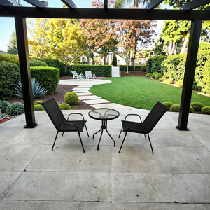 Patio mit hoher Rückenlehne aus verzinktem Stahl Tessin 2x1 Stoff 1 Tisch und 2 Stühle Garden Outdoor Chair - Product Image 3
