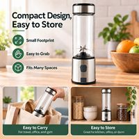 Mixeur portable rechargeable USB en acier inoxydable de qualité supérieure, pour smoothies, avec fonction jus en un clic, idéal pour la maison, la cuisine, les voyages et le bureau