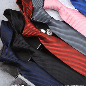Cravate professionnelle en polyester jacquard de 8 cm avec fermeture éclair pour homme – Idéale pour les affaires ou les entretiens formels – Motif rayé pratique - Product Image 3