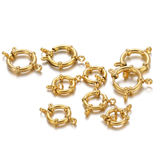 Vente en gros de fermoirs à ressort ronds en acier inoxydable plaqué or 18 ct pour la fabrication de bijoux - Product Image 5