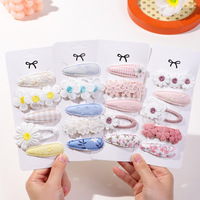 Ensemble de pinces à cheveux BB à fleurs vintage européennes et américaines, imprimées, accessoires pour cheveux, tous les jours, assortis à tout, pinces à cheveux en tissu mignonnes