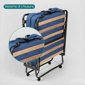 Folding Bed With 10 Cm High Single <b>Mattress</b> 80x200x39 Cm Tubular Frame 4 Swivel Wheels - Product Image 5