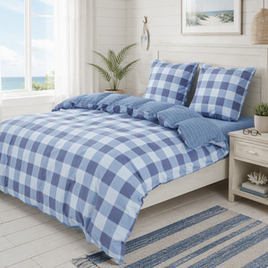 Juego de Ropa de Cama a Cuadros Estilo Cabina Costera, Envío Directo desde la UE, 3 Piezas, Funda de Edredón de Algodón de Doble Cara, Envío desde Polonia, 160x200 200x220 - Product Image 1