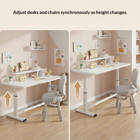 Table de levage en métal à commande manuelle, bureau d'ordinateur, bureau de jeu, bureau d'étude pour enfants, bureau d'écriture, pour chambre à coucher et maison, réglable en hauteur