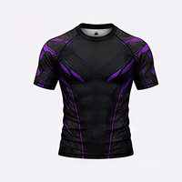 Großhandel Hochwertige Sublimierte MMA Rash Guard Langarm-Kompressionsshirt für Männer UFC Kampf-Oberteil
