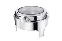 Juego de Recipientes para Buffet con Ventana de Vidrio, Acero Inoxidable Dorado 201, Capacidad de 6L, Calentador a Base de Alcohol, para Catering, Bodas, Cenas