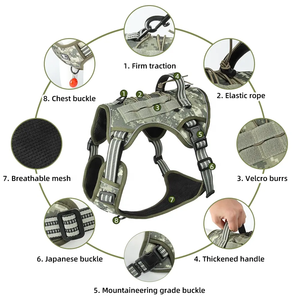 Sport Adjustable Nylon Tactical <b>Dog</b> <b>Harness</b> Breathable Quick Release Front Clip Neck Buckle Reflective Striped <b>for</b> - Product Image 4