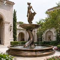 Fuente de Bronce Fundido con Escultura de Dama, Estatua Clásica de Agua en Cascada para Decoración de Jardín, Patio de Villa u Hotel