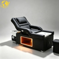Lit de lavage de cheveux multifonctionnel moderne pour salon, électrique, réglable, avec massage, en cuir PU et structure en acier inoxydable, pour services de spa et pédicure