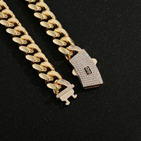 Collier chaîne maille Monaco épaisse en laiton, bijoux hip-hop avec pierre zircon et fermoir à ressort carré, vente directe usine pour hommes