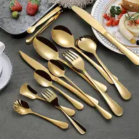 خدمة الفولاذ المقاوم للصدأ الذهبي أدوات المائدة أدوات المائدة الذهبية تخدم ملعقة شوكة سكين