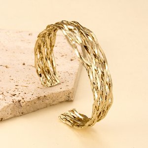 Bracciale in lega di alta qualità alla moda, lucido, di fascia alta, con cornice dorata e apertura a cavo - Product Image 2
