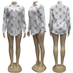 Blusa de Diseñador de Lujo con Estampado y Botones, Moda Otoñal, Mangas Largas, Cuello Camisero, Casual, Transpirable, Marcas Famosas - Product Image 4