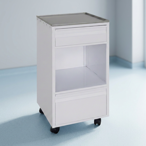 Chariot à outils médicaux avec 2 tiroirs télescopiques et compartiment de rangement, finition thermolaquée, personnalisable OEM/ODM - Product Image 3