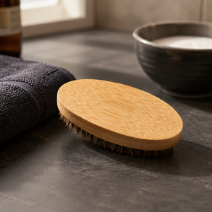 <span class=keywords><strong>Brosse</strong></span> à raser ovale pour homme en poils de sanglier avec manche en bambou naturel, personnalisable avec logo, vente en gros d'usine - Product Image 4