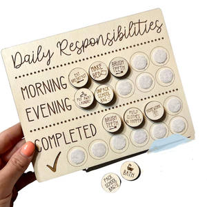 Meilleure vente Calendrier visuel pour enfants <span class=keywords><strong>Tableau</strong></span> des tâches quotidiennes en bois Tableaux de responsabilité pour la maison Tenture murale - Product Image 4