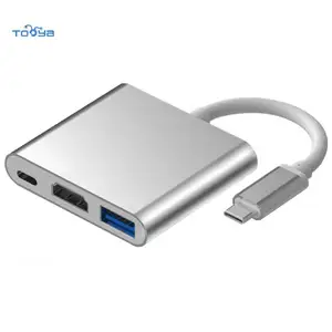 Tooya C02 Type-C Om Hdtv Drie-In-een 4K Adapter Kabel Converter Type-C hub Usb 3.0 Hd Pd Kabel Docking Station Hub