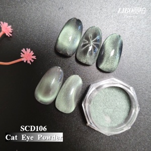 Polvo para Uñas Ojo de Gato LIBO SCD110 Azul Claro, Pigmento para Uñas de Salón con Efecto Magnético para Esmalte en Gel - Product Image 5