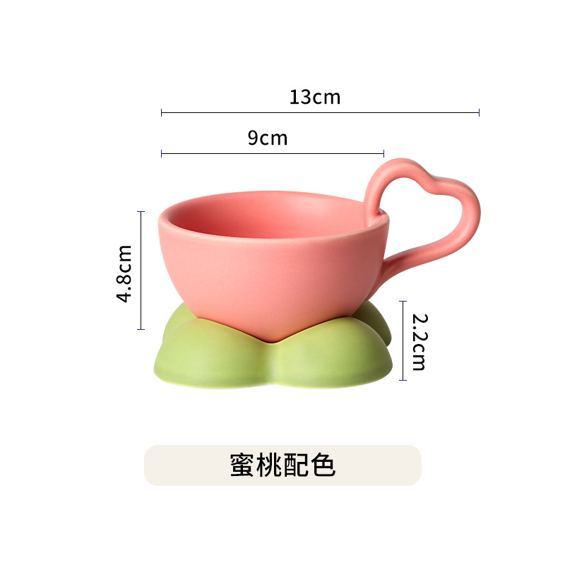 Pink + light green heart cup and saucer