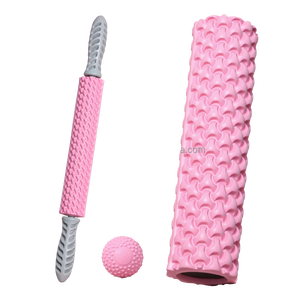 Rouleau en mousse de yoga et bâton de <span class=keywords><strong>massage</strong></span> EVA haute densité 3 en 1 Ensemble d'équipement de fitness portable - Product Image 4