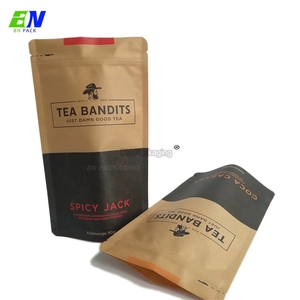 Sachets d'emballage réutilisables en papier <span class=keywords><strong>kraft</strong></span>, sacs en papier <span class=keywords><strong>kraft</strong></span> à fermeture éclair écologique pour sachets de thé biodégradables, pièces - Product Image 2