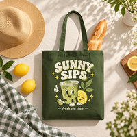 Sac fourre-tout en toile personnalisé, imprimé rétro thé glacé, sac de courses réutilisable, cadeau estival pour les amateurs de thé, sac à main décontracté