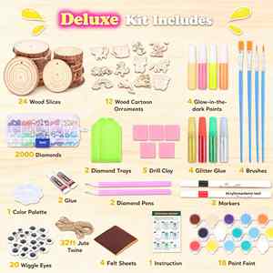 Set de manualidades de madera DIY para pintar a mano, estilo graffiti, que brilla en la oscuridad, para niños de 4 a 6 años, ideal para vacaciones, disponible para envío transfronterizo. - Product Image 2