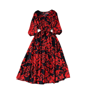 Sommerkleid für Damen im französischen Retro-Stil, lockere Träger, weite Swing-Taille, figurformend, fließender langer Rock - Product Image 3